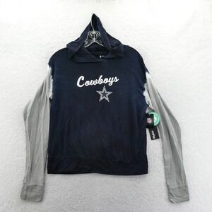 Certo‎ Hoodie Women Medium Dallas Cowboys Navy Blue Grey Tie Dye Tencel Jersey